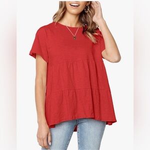 Women's Red Tiered Top